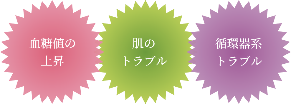 血糖値の上昇 肌のトラブル 循環器系トラブル