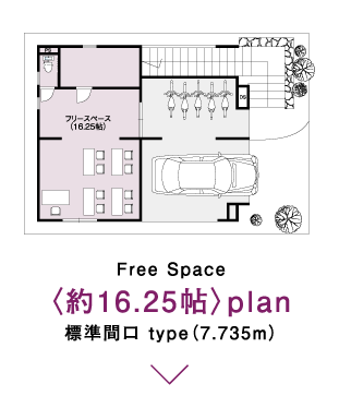 Free Space標準間口 type（7.735m）〈約16.25帖〉plan