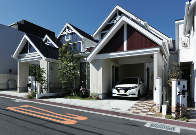 エントランスガレージ がつくる美しい街並み オーベルジュコート妙見坂6丁目 野村マガジン 株式会社 野村工務店