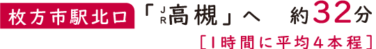 【枚方市駅北口】JR「 高槻」へ約32分［1時間に平均4本程］