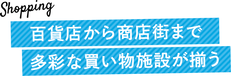 百貨店から商店街まで多彩な買い物施設が揃う