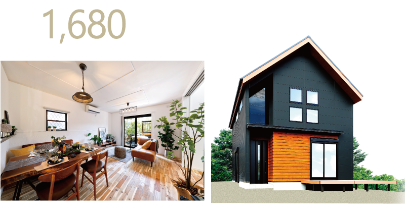 LDKのフロアに無垢材を使った贅沢な家。